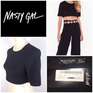 Nasty Gal Breaking up Top Crop Black Size 4